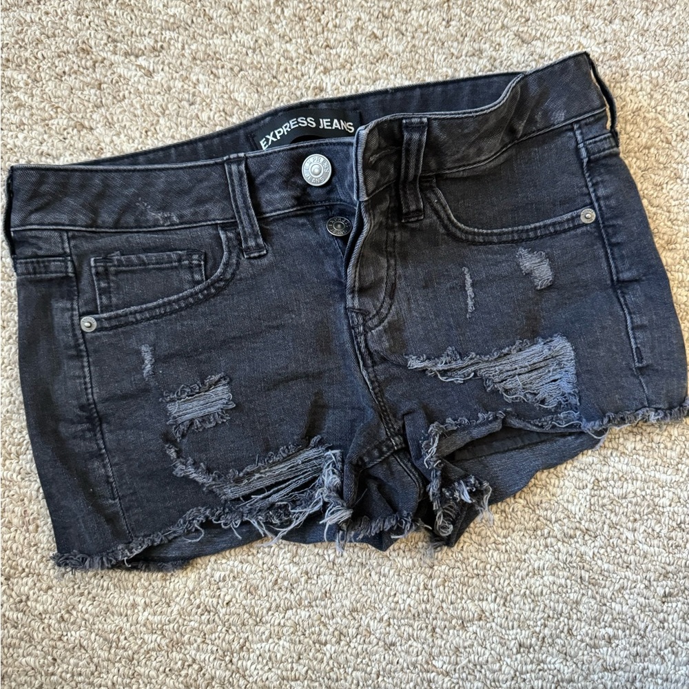 Black Ripped Jean Shorts